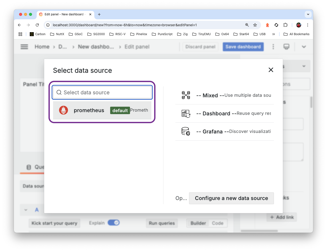 Select the Prometheus Data Source