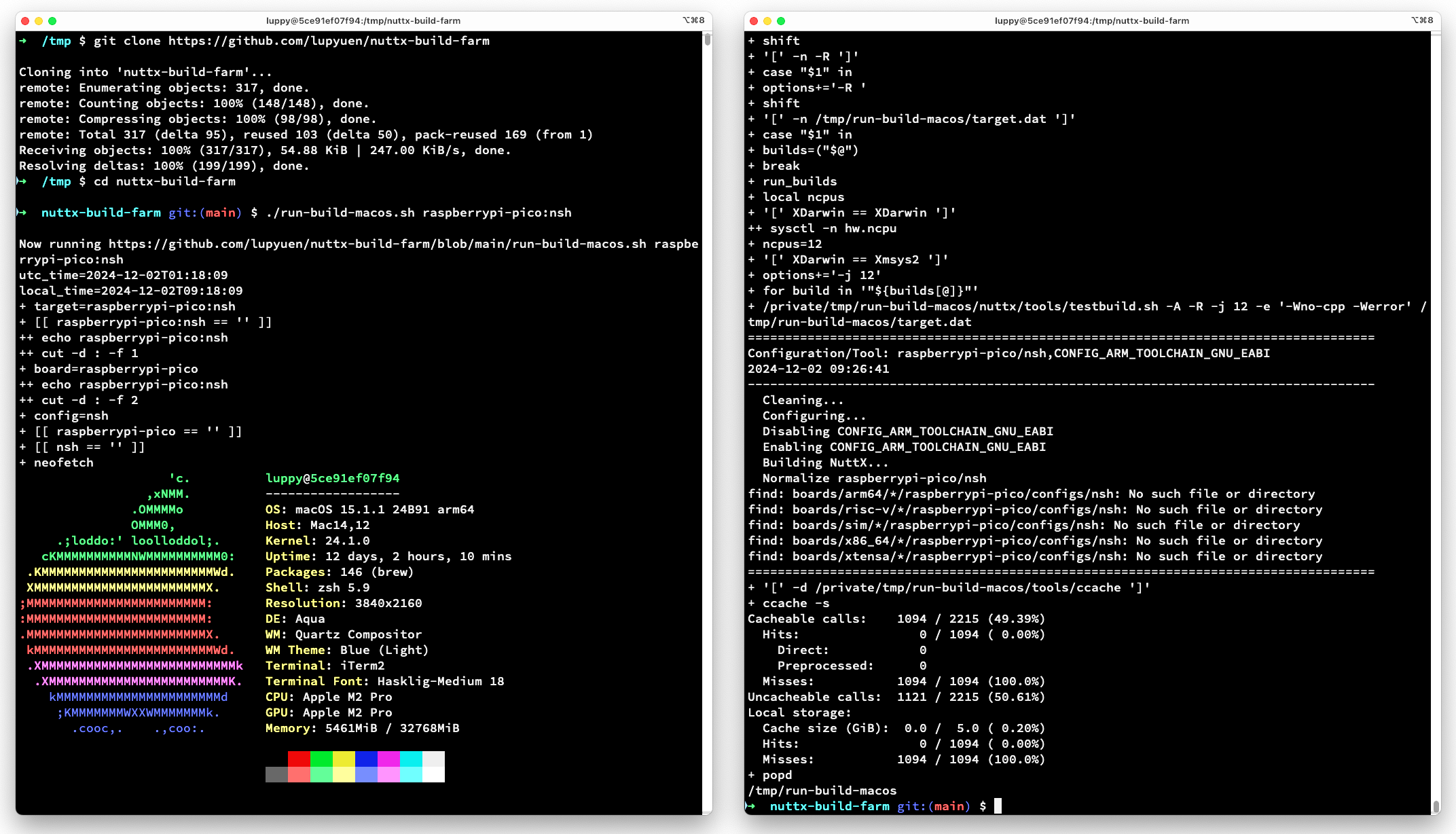 Building raspberrypi-pico:nsh on macOS