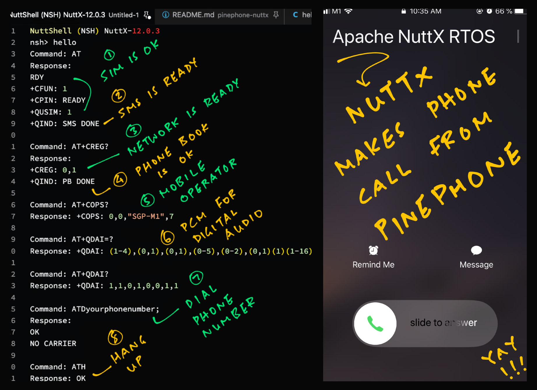 Apache NuttX RTOS makes a Phone Call from Pine64 PinePhone