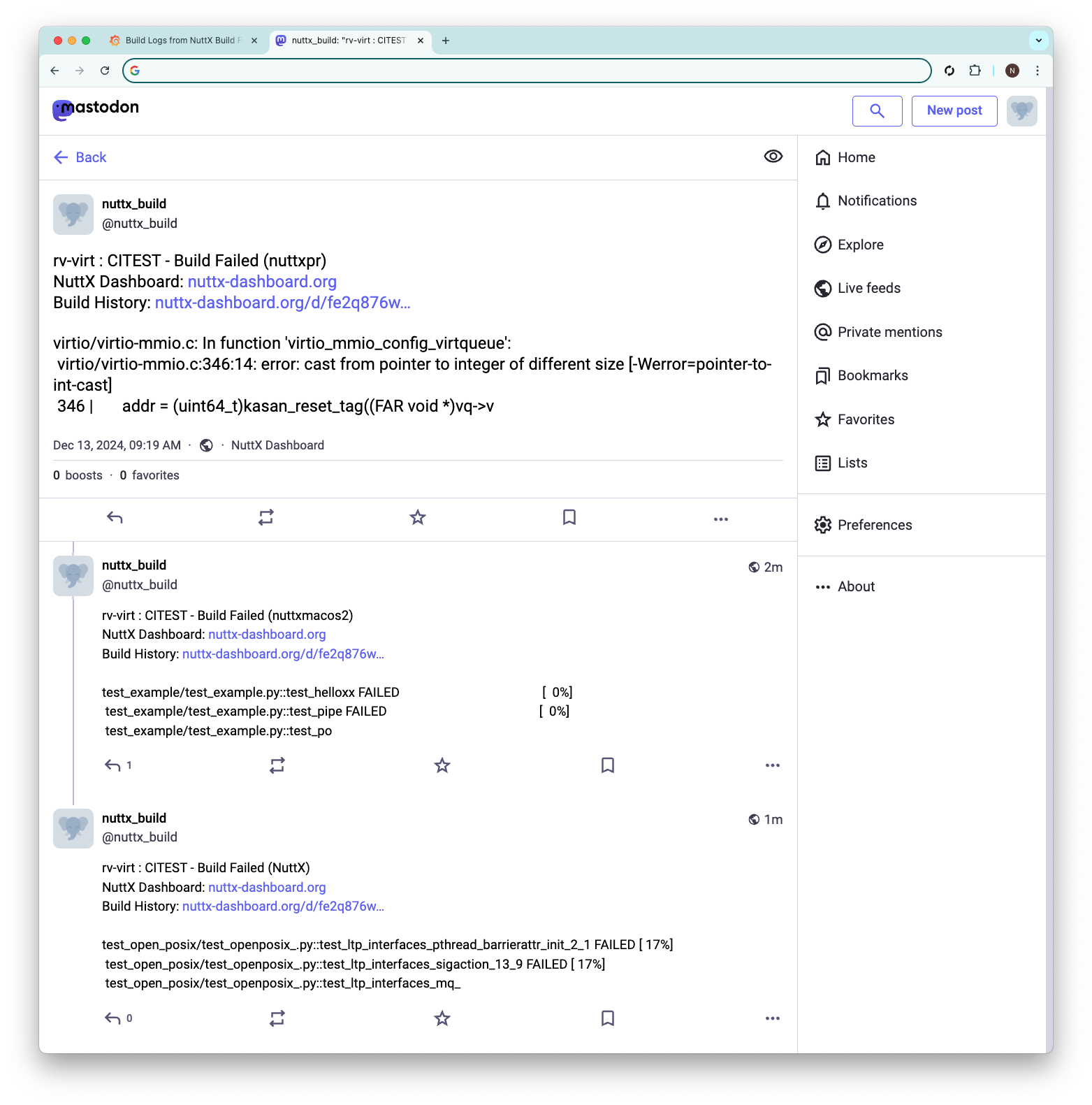 (Experimental) Mastodon Server for Apache NuttX Continuous Integration (macOS Rancher Desktop)