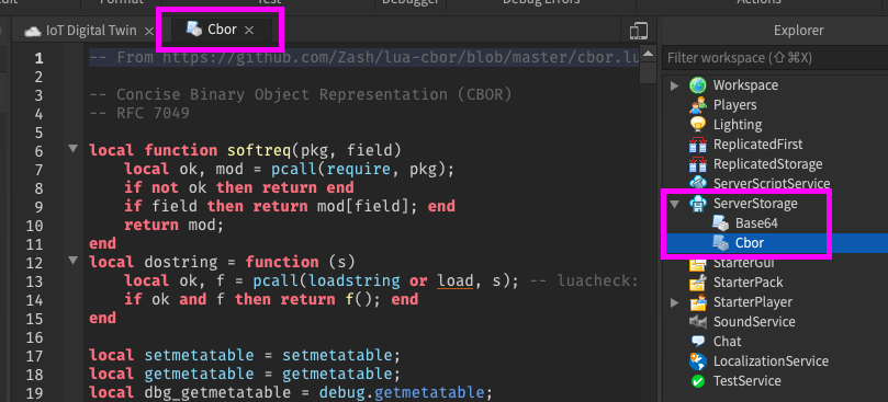 Create Cbor ModuleScript in Roblox Studio