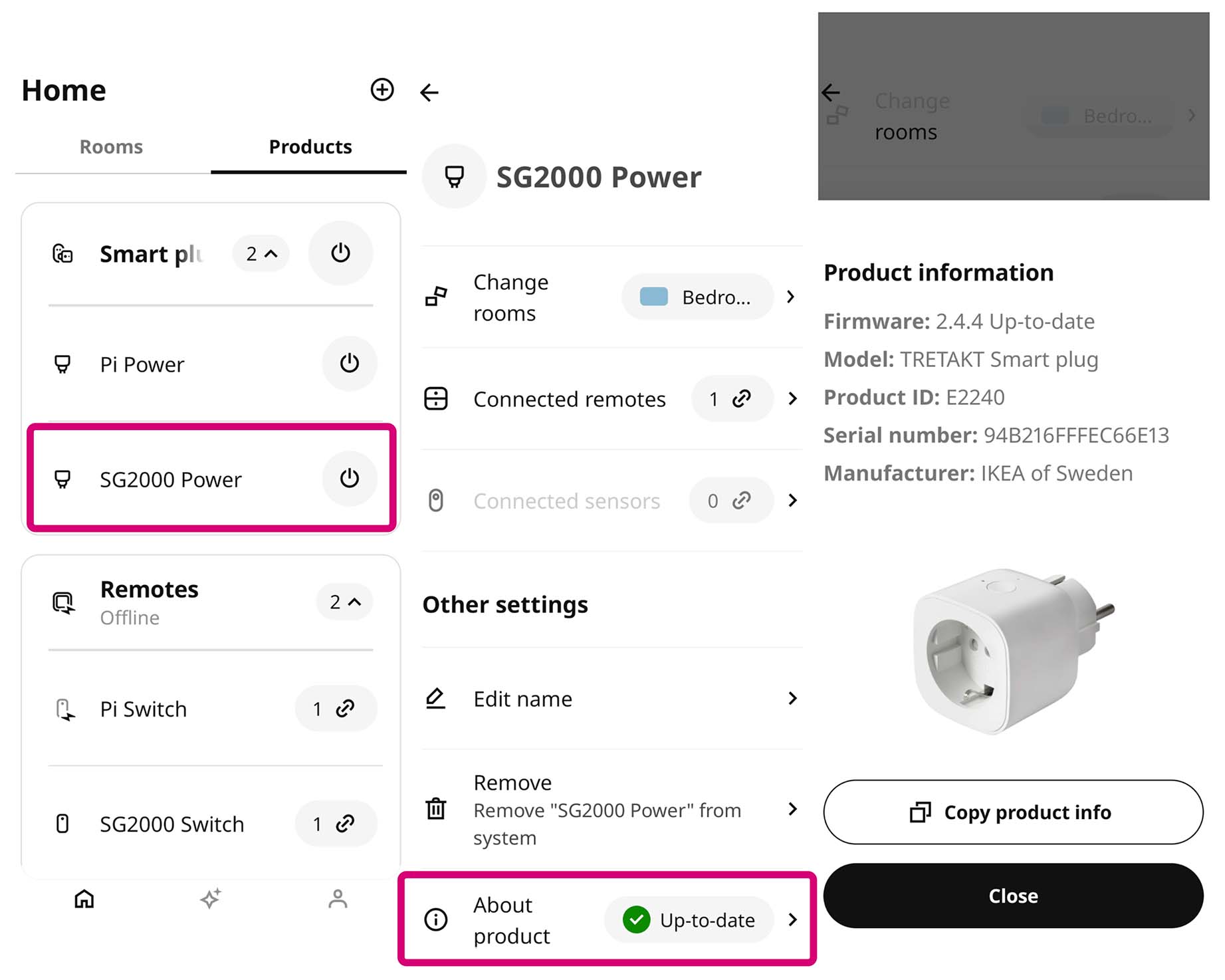 IKEA Smart Power Plug in IKEA Home Smart App