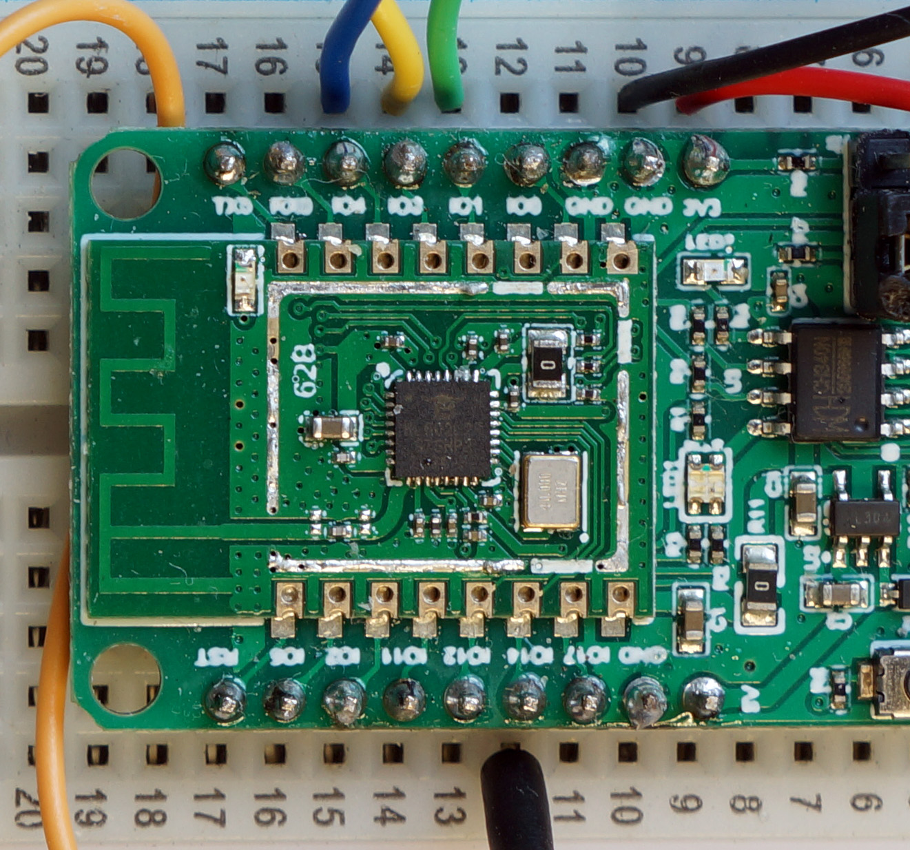 BL602 SPI Pins 1 (SDI), 3 (Clock), 4 (SDO) and 14 (Chip Select)