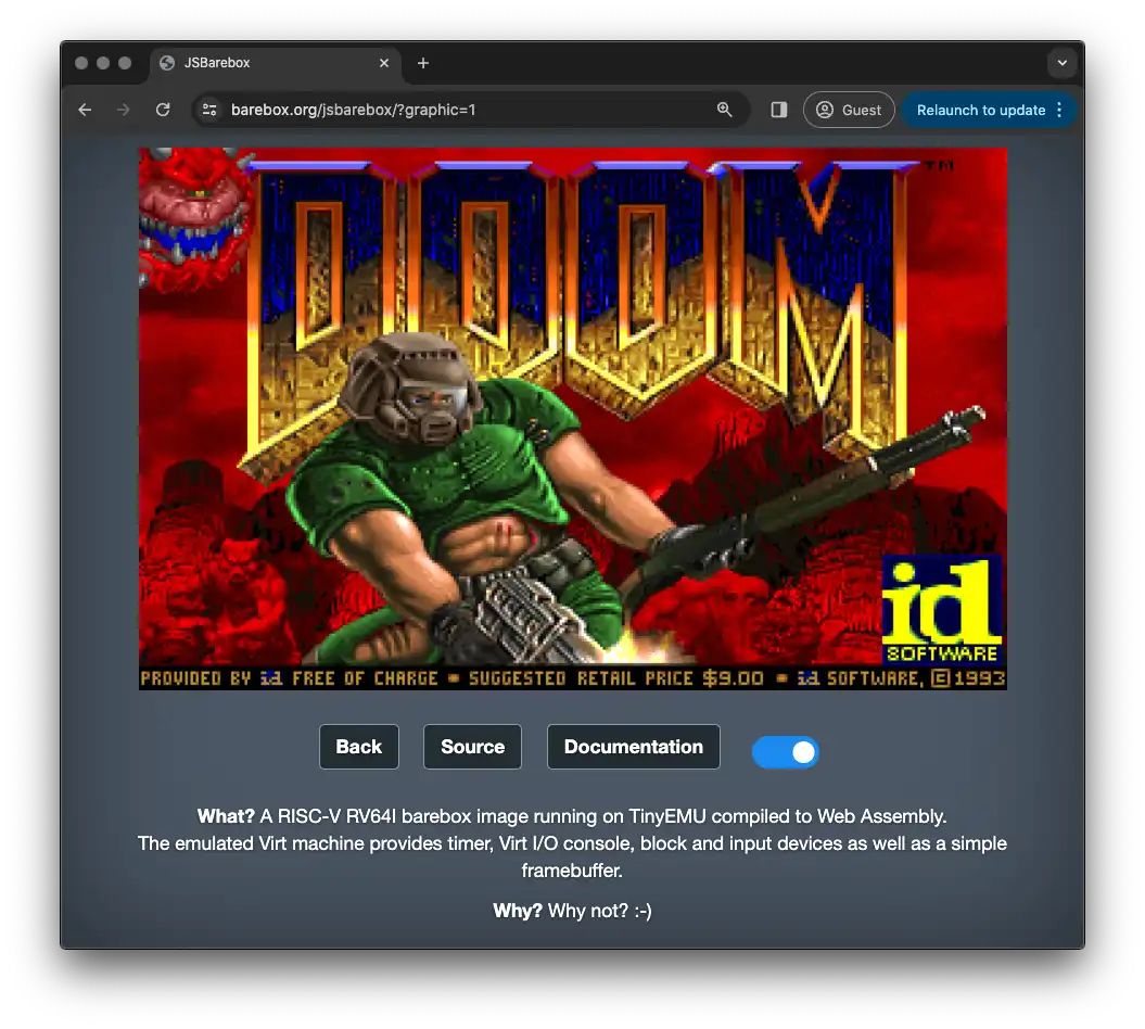TinyEMU does Doom in a Web Browser